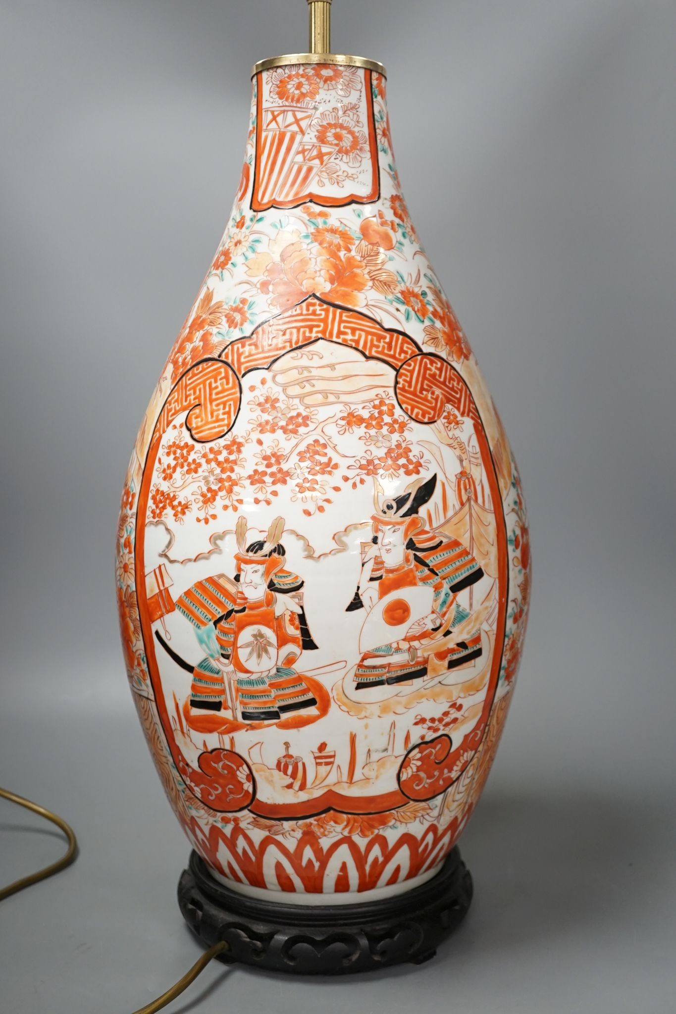 A large Kutani vase lamp 53cm